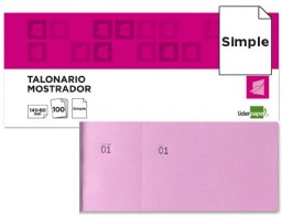 Talonario Liderpapel Mostrador 60x145mm. rosa con matriz